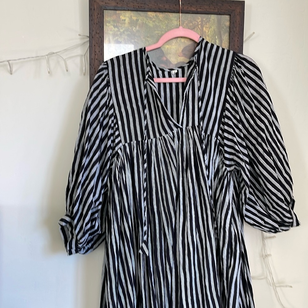 Size XL cotton made in India, black and white striped dress
